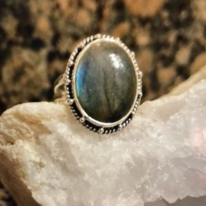 Sterling Silver Genuine Labradorite Ring Retail 218.00 NWT